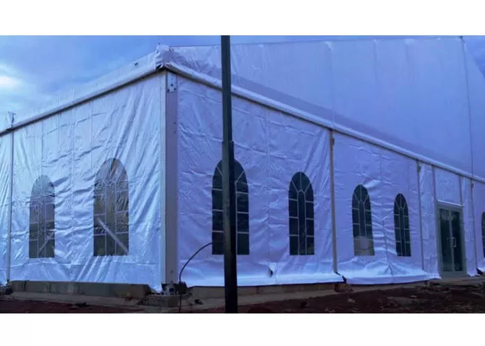 30x50m clear roof church tent exterior view for outdoor worship events in the USA