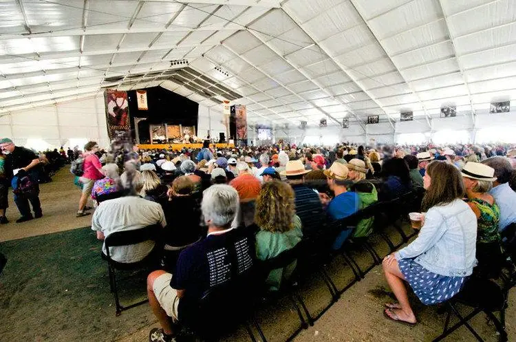 Interior view of the 50x100m conference tent filled with over 8000 attendees