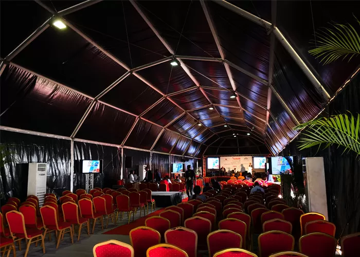 Interior view of 10x50m German business tent during corporate event