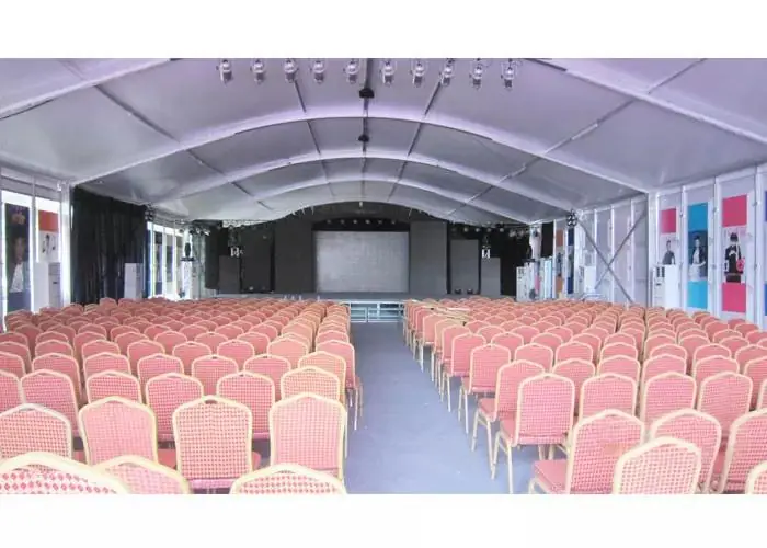 Interior of 25x60m South African conference tent with full seating layout