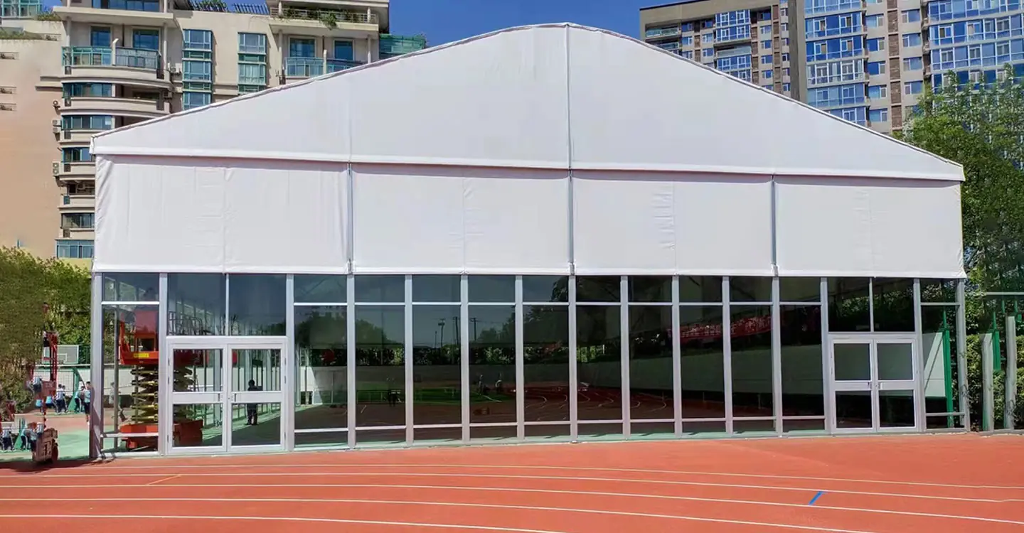 25x45m Shenzhen basketball tent exterior with PVC roof and aluminum frame