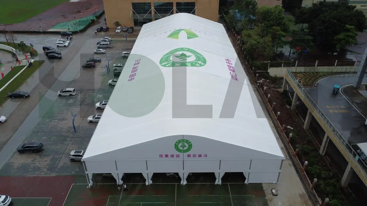 Aerial view of 3000㎡ aluminum modular sports tent at Shimen High School